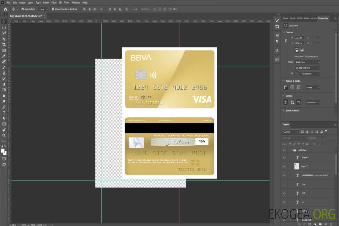 Carte visa or Portugal BBVA Bank template Carte visa or Portugal BBVA Bank template